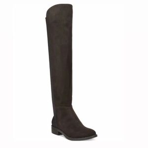 Black suede knee length boots